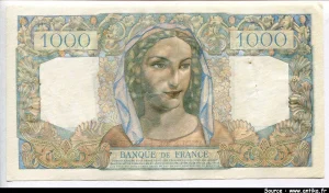 1000 FRANCS MINERVE & HERCULE - Type 1945