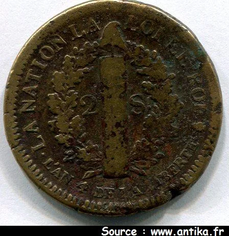 2 SOLS FRANCOIS, An 3 à 5 LOUIS XVI