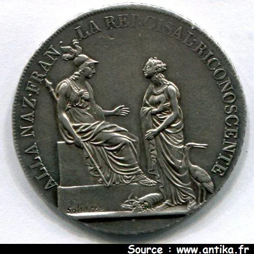 SCUDO de 6 LIRE Argt AN VIII PCGS AU5 55