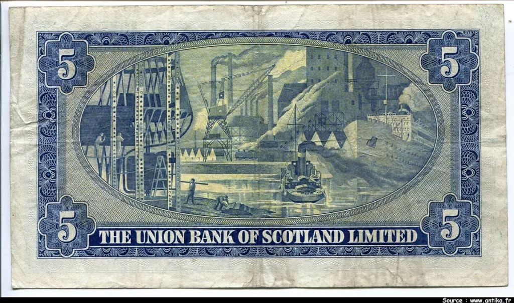 5 Pounds Voilier The Union Bank of Scotland Limited RARE