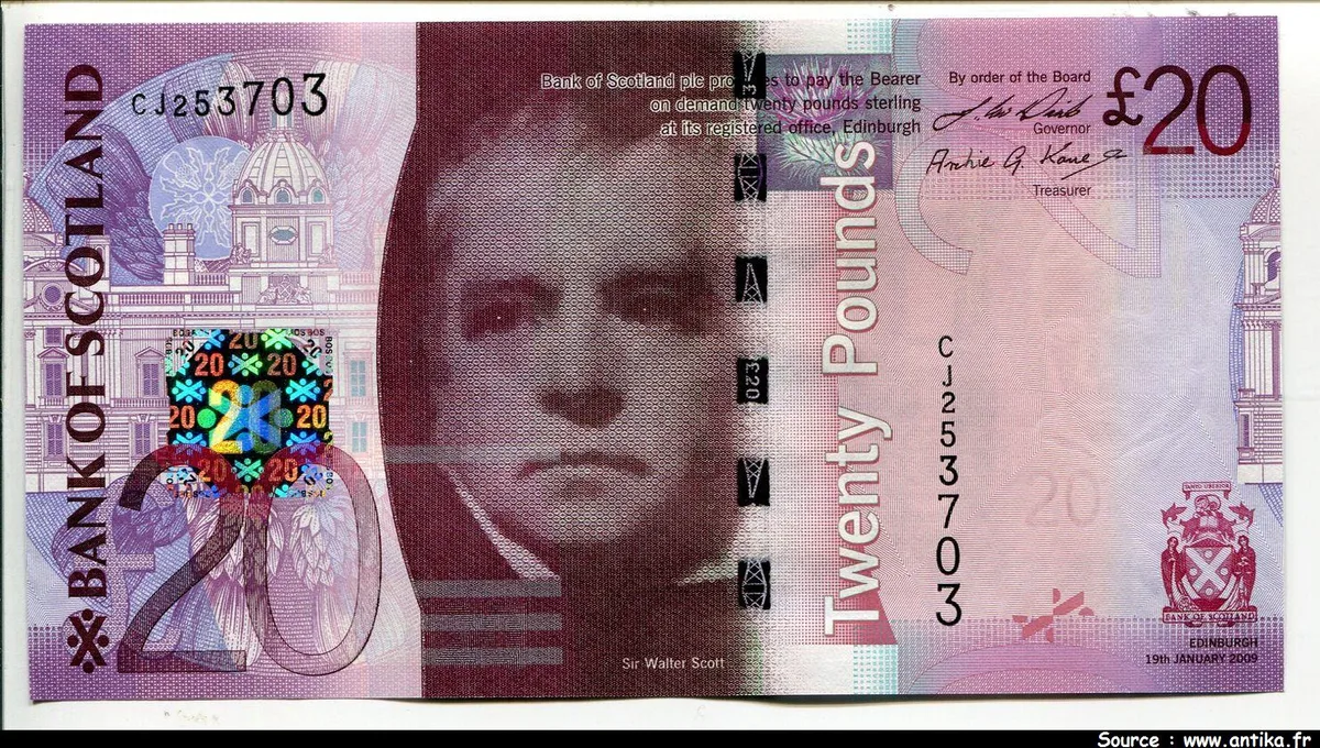 20 Pounds Sir Walter Scott Bank of Scotland * *