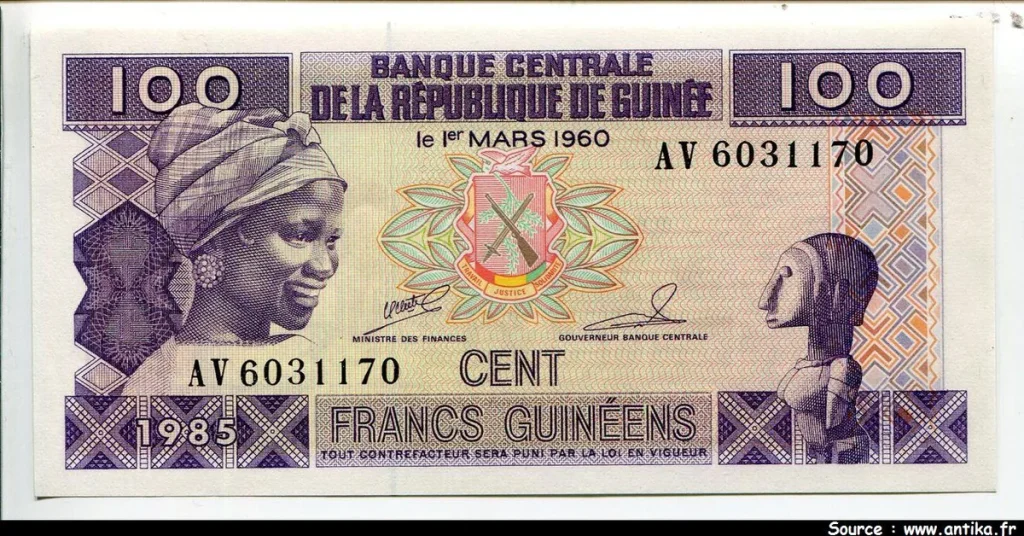 100 Frs Guinéens Jeune Fille & Statuette * * * * * * * * * PROMO