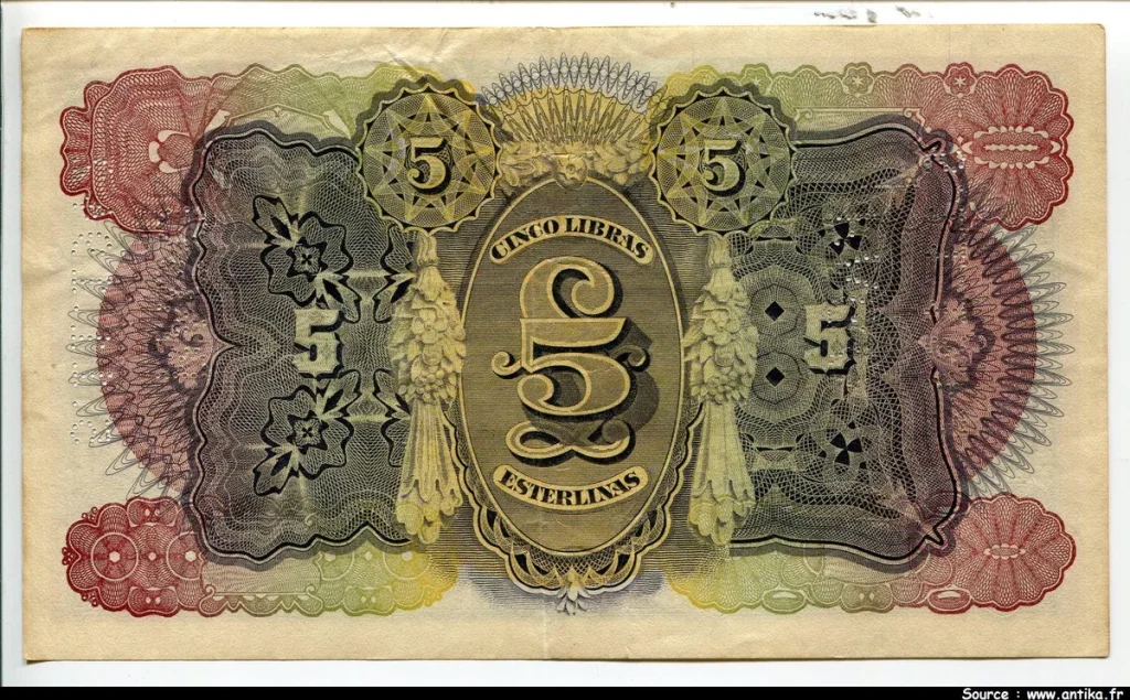 5 Libras Companhia de Moçamique perforé