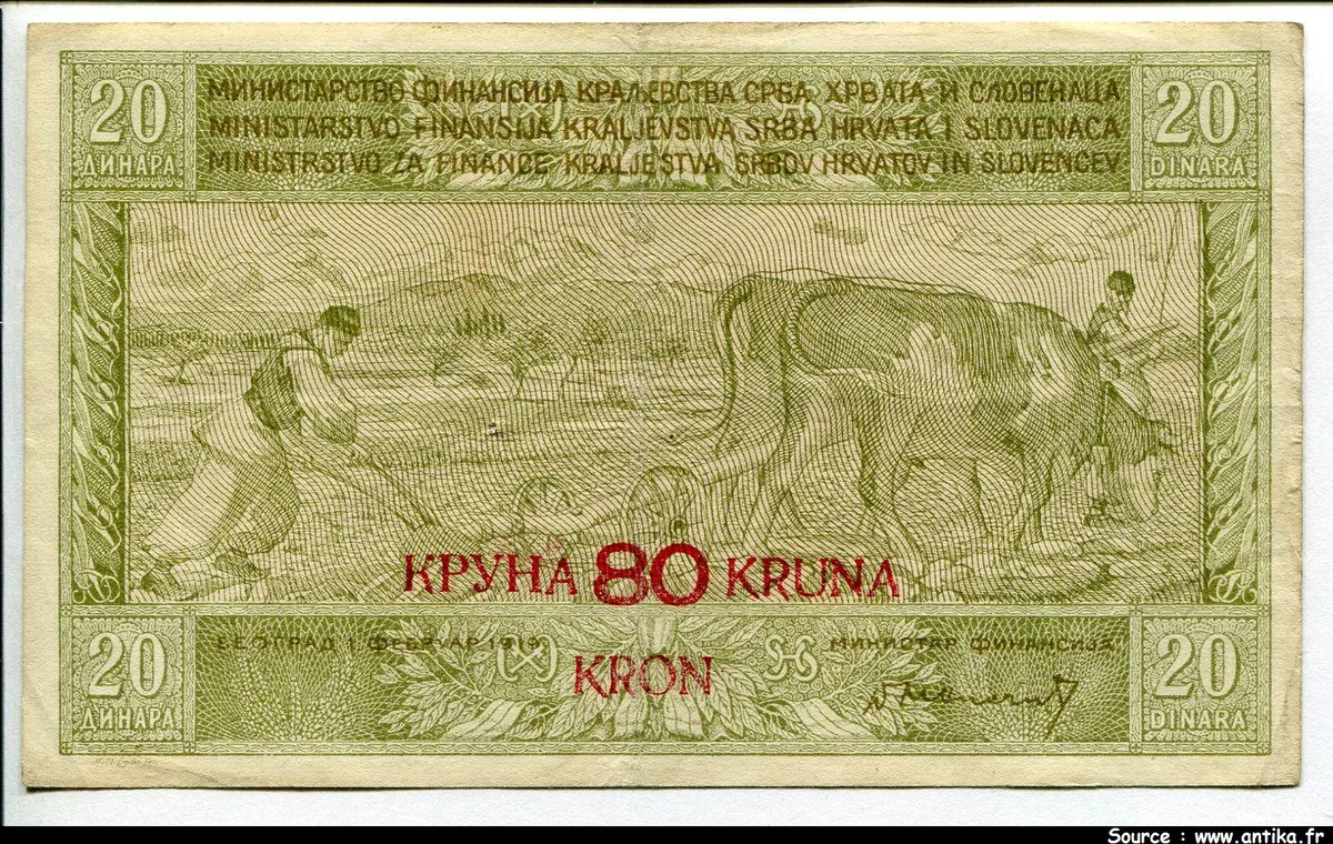 80 Kronen s/20 Dinara Fermier * * * * * PROMO RARE