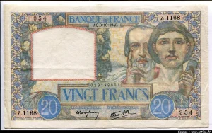 20 FRANCS SCIENCE & TRAVAIL - Type 1940
