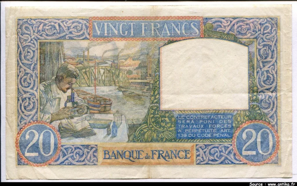 20 FRANCS SCIENCE & TRAVAIL - Type 1940