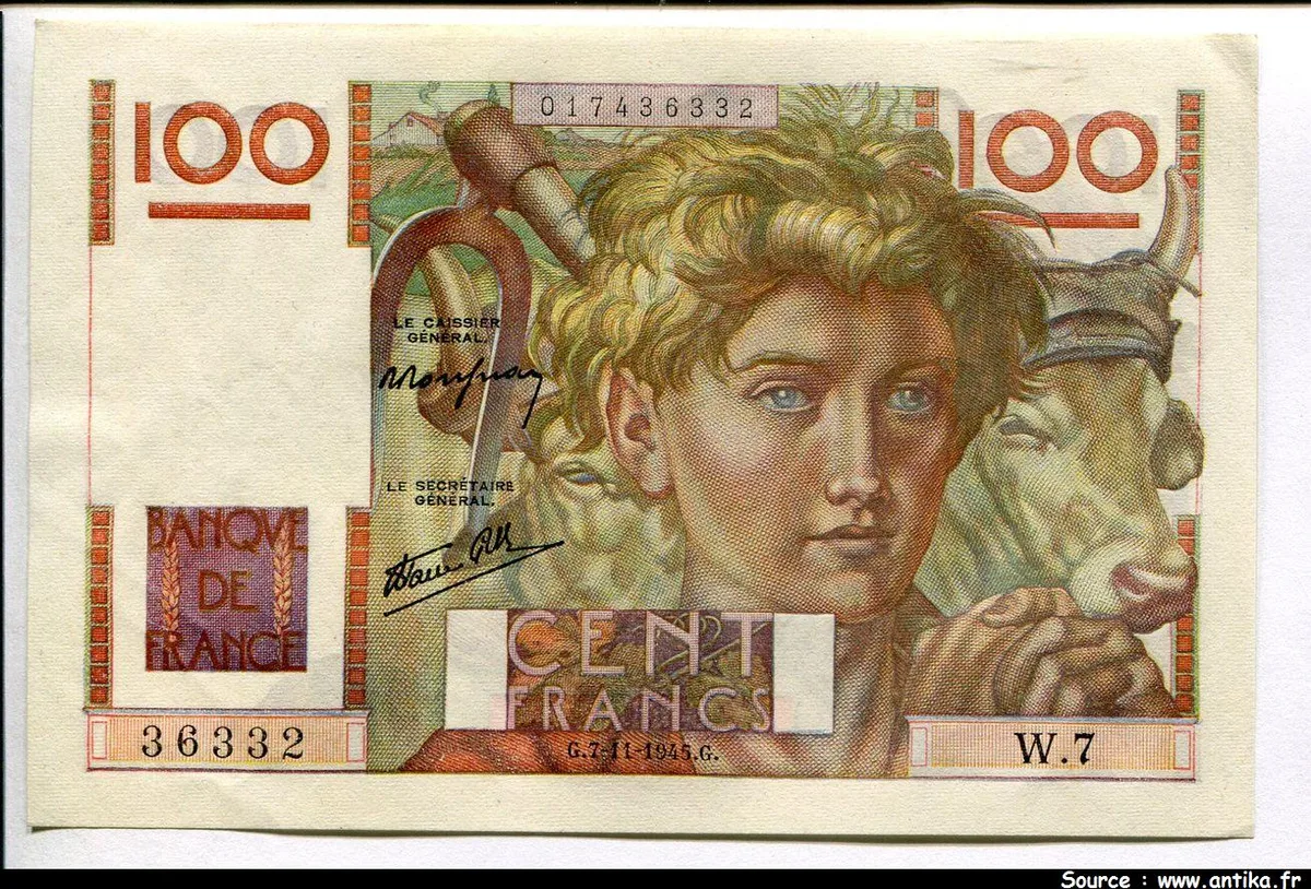 100 FRANCS JEUNE PAYSAN - Type 1945