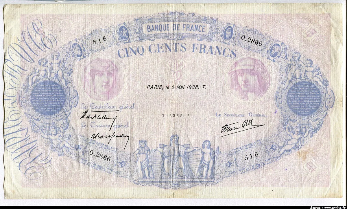 500 FRANCS BLEU & ROSE -Type 1888 modifié