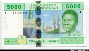 5000 Francs Port & Centrale A: Gabon