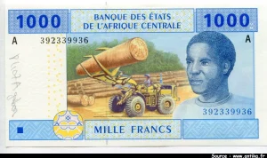 1000 Francs Tracteurs & Tronc arbre * * * * * * * * * A:Gabon
