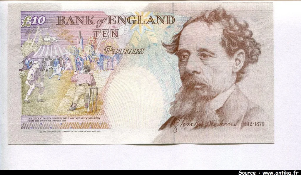 10 Pounds Elizabeth II & Charles Dickens * * * * *