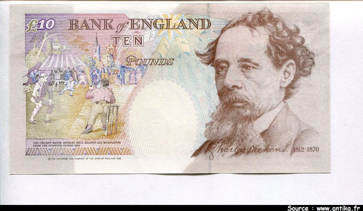10 Pounds Elizabeth II & Charles Dickens * * * * *