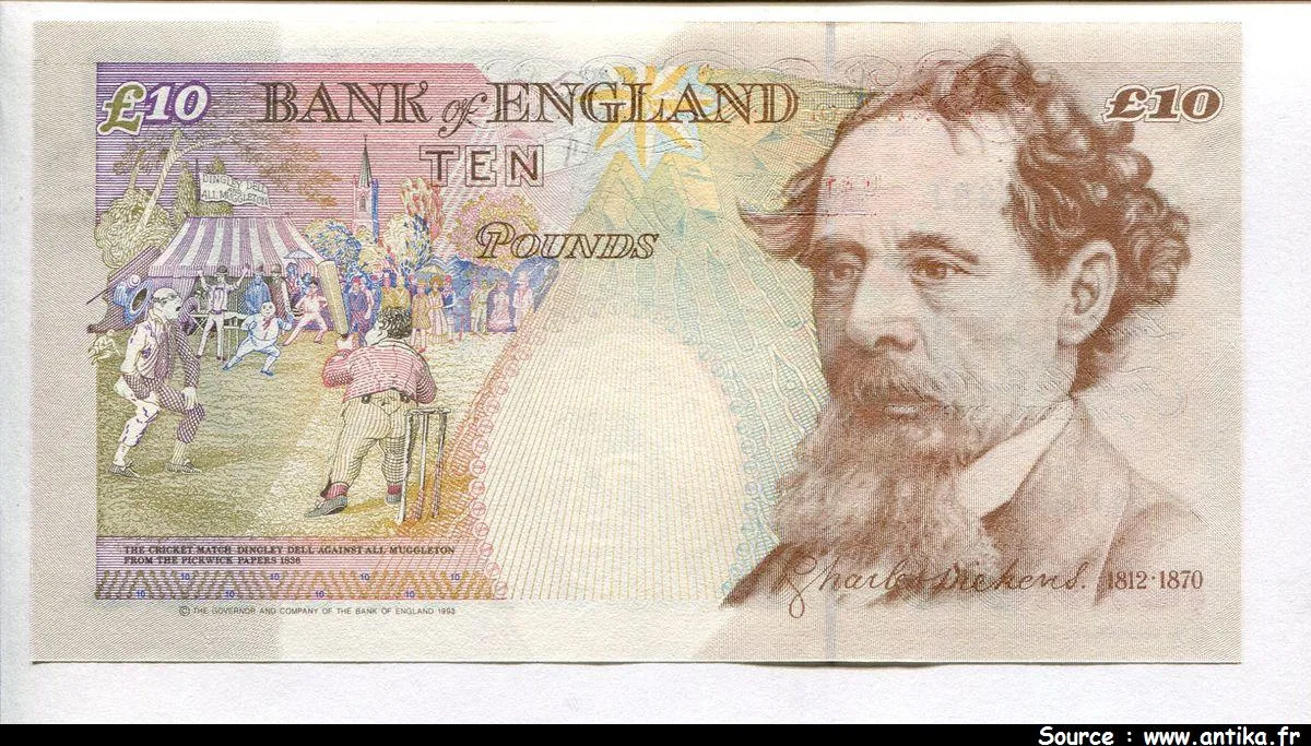 10 Pounds Elizabeth II & Charles Dickens * * *