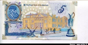 5 Pounds Lord Ilay R.B of Scotland plc & Old Tom Morris *********************************