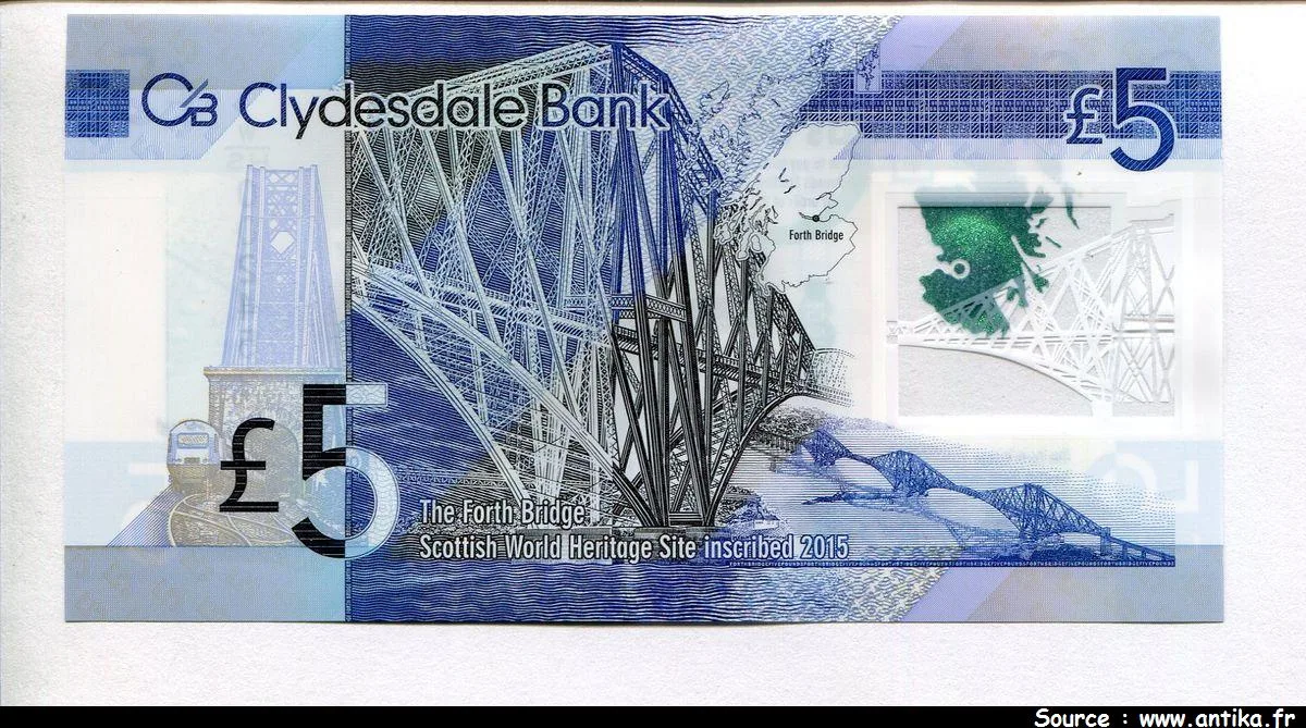 5 Pounds Sir William Arrol Clydesdale Bank & The Forth Bridge * * * * * *