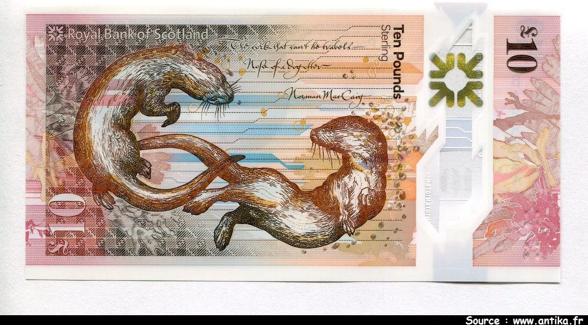 10 Pounds Royal Bank of Scotland Marie Somerville - Loutres * * * * * * * * * * *