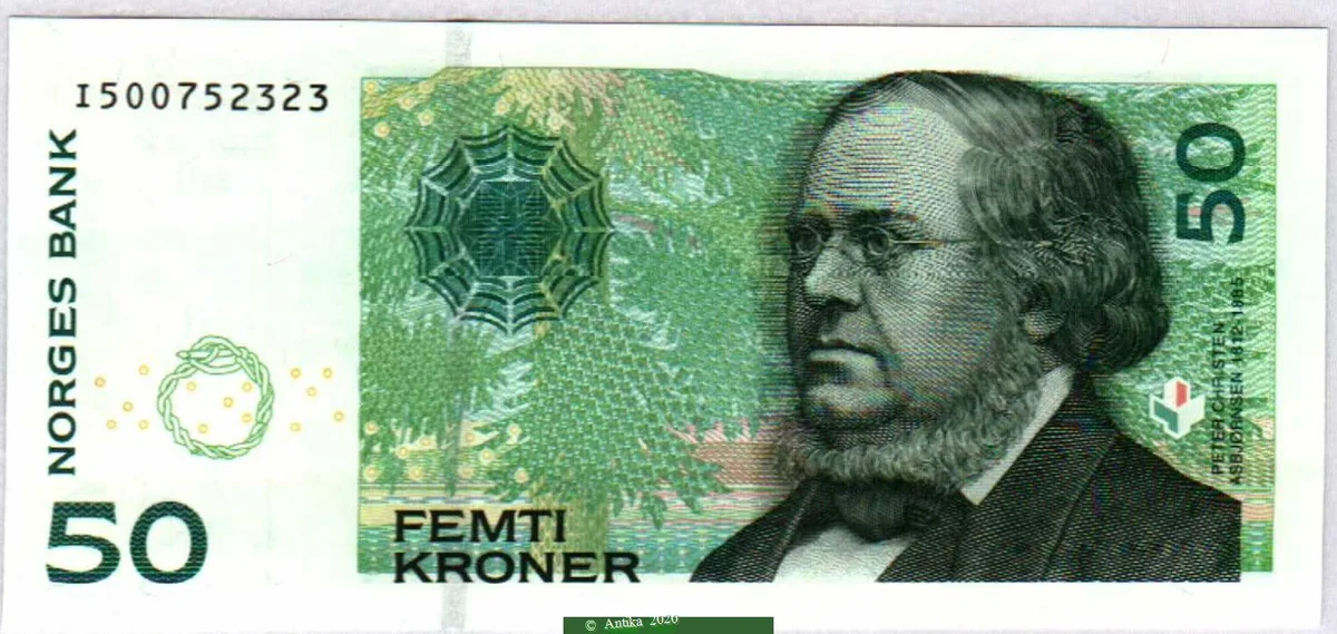 50 Kroner Peter Christen Asbjornsen * * * * * * * *