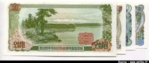 Lot de 4 Billets 1-5-10-50 Won * *