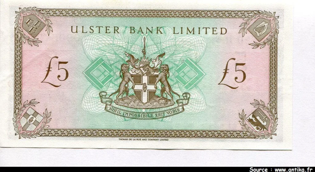 5 Pounds Ulster Bank Limited Pont & Armoirie * * * * * * * *