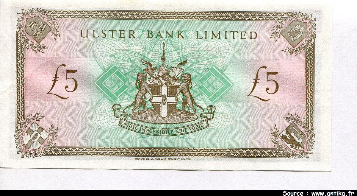 5 Pounds Ulster Bank Limited Pont & Armoirie * * * * * * * *