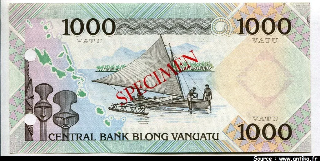 1000 Vatu Guerrier & Barque SPECIMEN Perforé 2 Trous N°AA000000