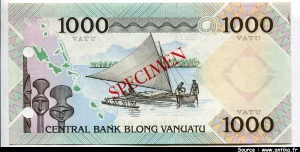 1000 Vatu Guerrier & Barque SPECIMEN Perforé 2 Trous N°AA000000