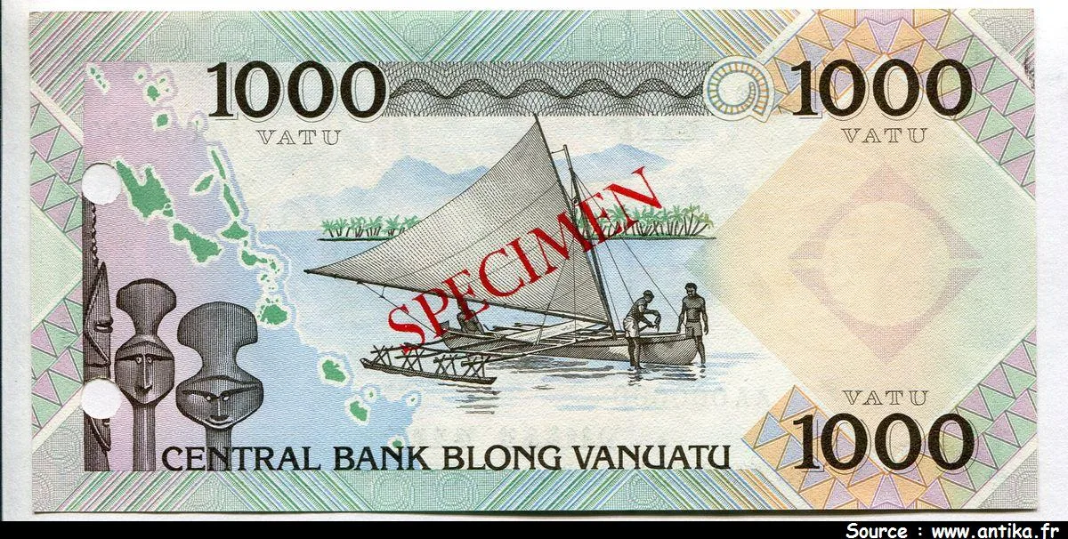 1000 Vatu Guerrier & Barque SPECIMEN Perforé 2 Trous N°AA000000