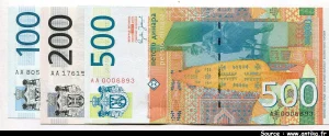 Lot de 3 Billets 100-200-500 Dinara
