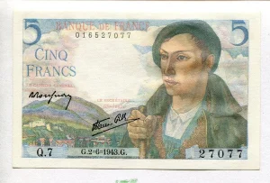 5 FRANCS BERGER - Type 1943