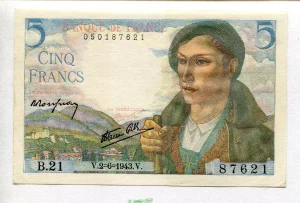 5 FRANCS BERGER - Type 1943