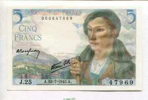5 FRANCS BERGER - Type 1943