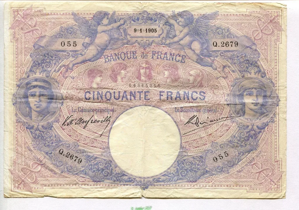 50 FRANCS BLEU & ROSE - Type 1889
