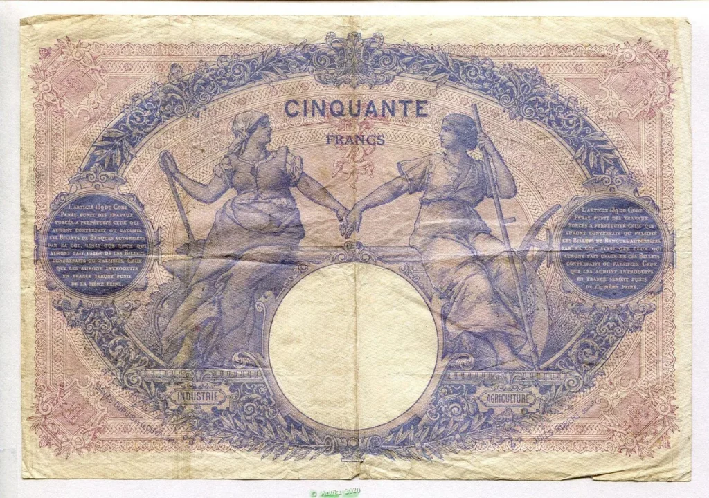 50 FRANCS BLEU & ROSE - Type 1889
