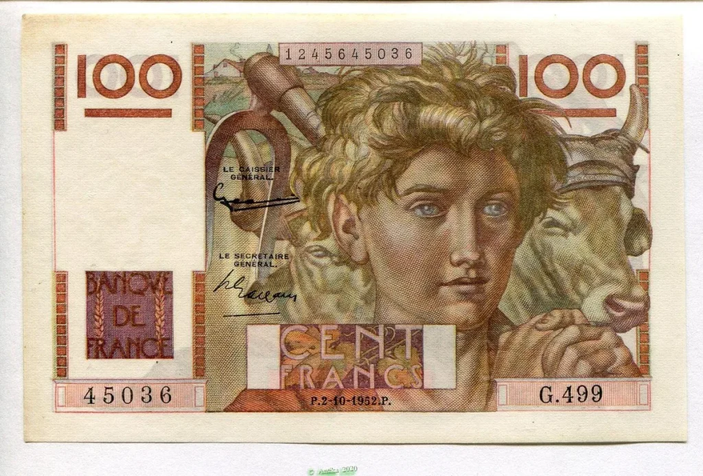100 FRANCS JEUNE PAYSAN - Type 1945 filigrane inversé