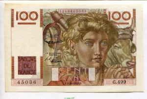 100 FRANCS JEUNE PAYSAN - Type 1945 filigrane inversé