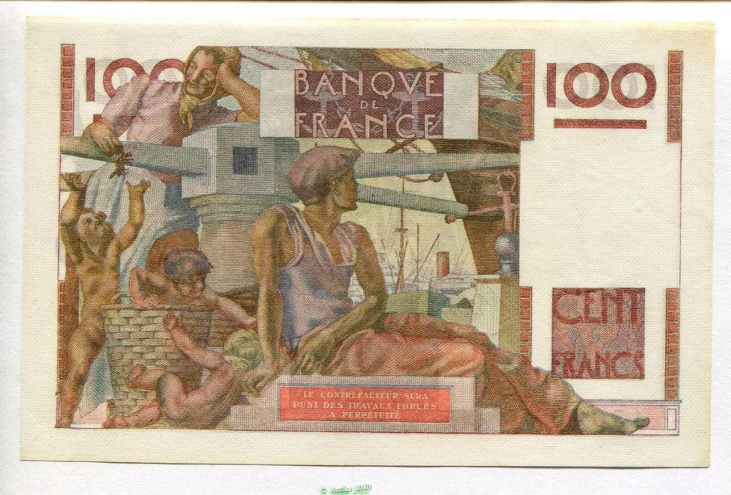 100 FRANCS JEUNE PAYSAN - Type 1945 filigrane inversé