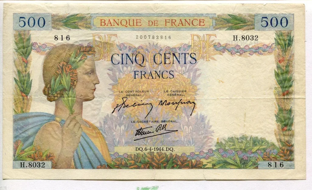 500 FRANCS LA PAIX - Type 1939