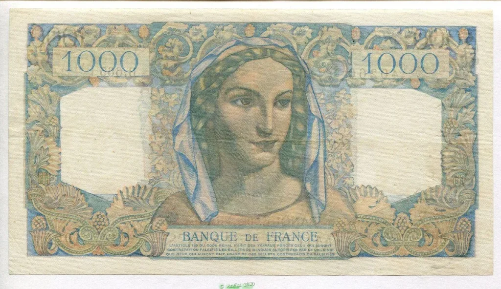 1000 FRANCS MINERVE & HERCULE - Type 1945