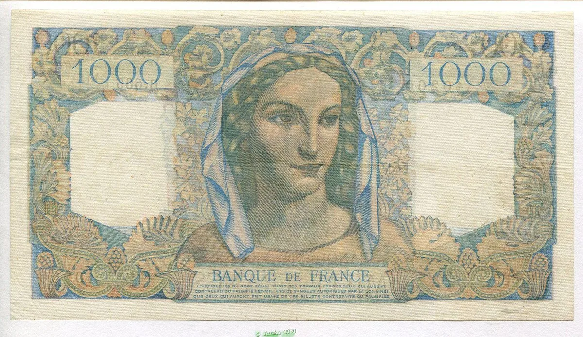 1000 FRANCS MINERVE & HERCULE - Type 1945