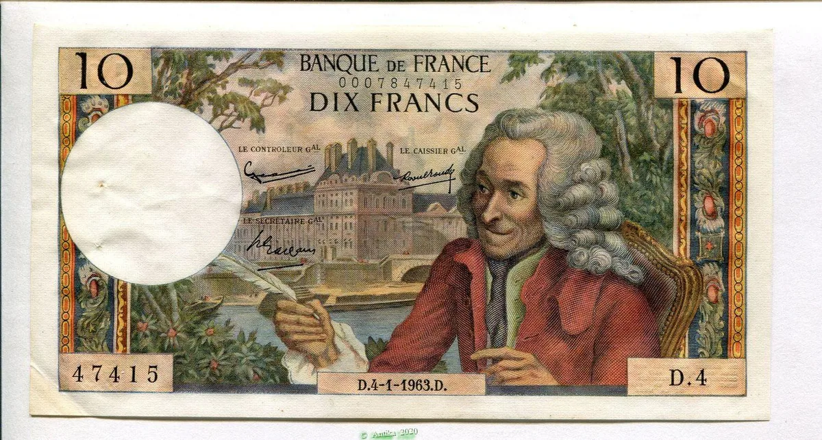 10 FRANCS VOLTAIRE - Type 1963