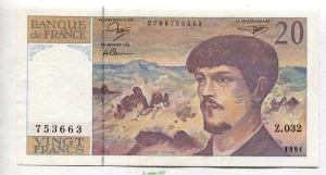 20 FRANCS DEBUSSY - Type 1980 à fil sécurité