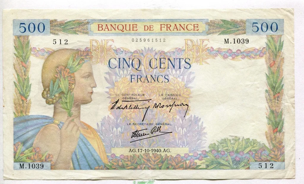 500 FRANCS LA PAIX - Type 1939