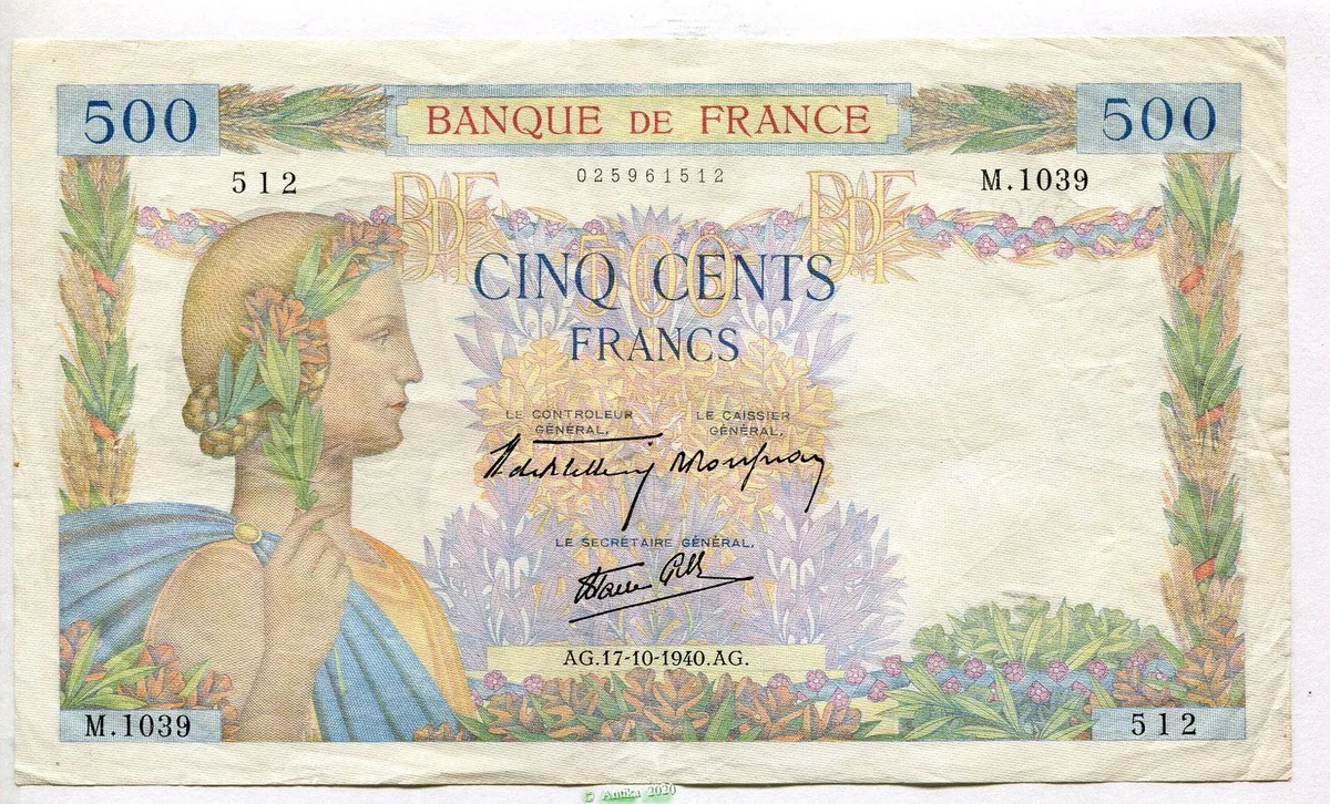 500 FRANCS LA PAIX - Type 1939
