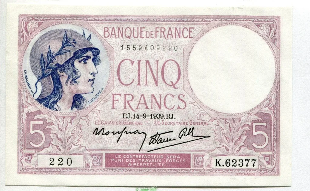 5 FRANCS VIOLET - Type 1917 modifié