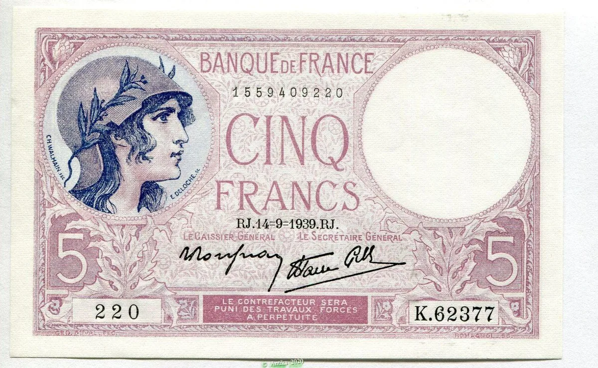 5 FRANCS VIOLET - Type 1917 modifié