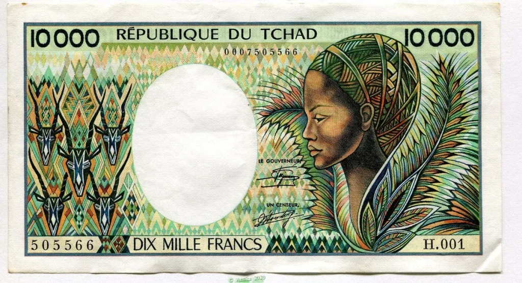 10000 FRANCS Femme stylisée