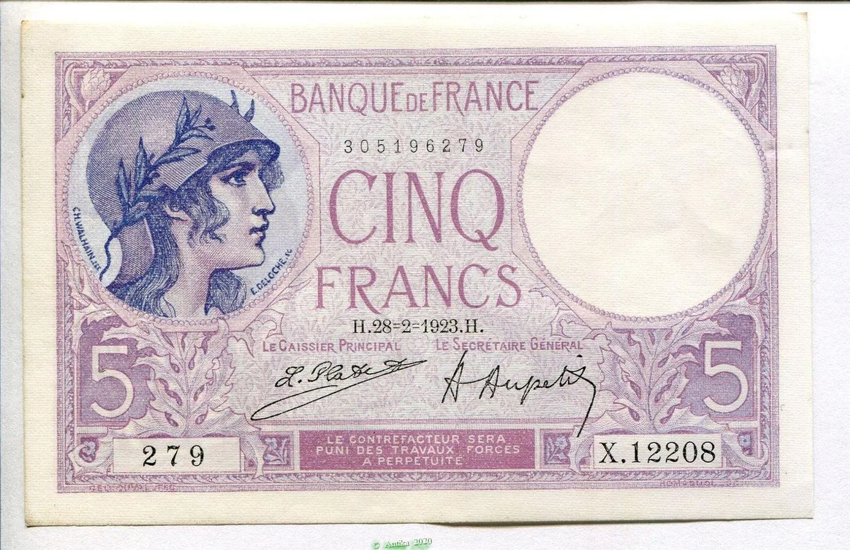 5 FRANCS VIOLET - Type 1917