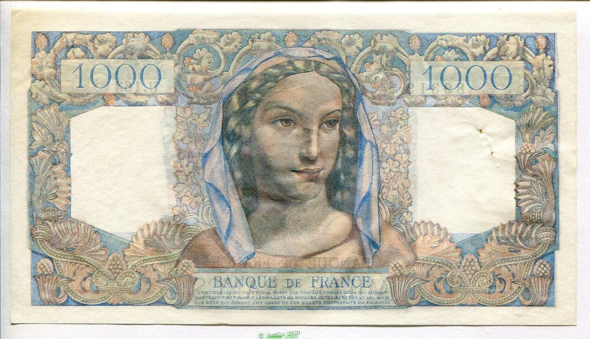 1000 FRANCS MINERVE & HERCULE - Type 1945