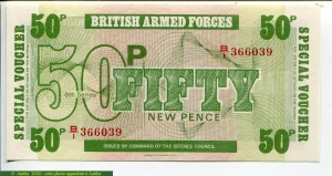 Lot de 3 Billets 5-10 & 50 New Pence British Armed Forces