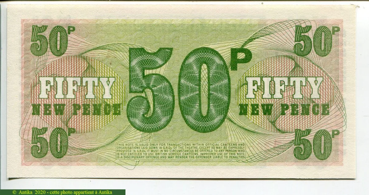 Lot de 3 Billets 5-10 & 50 New Pence British Armed Forces